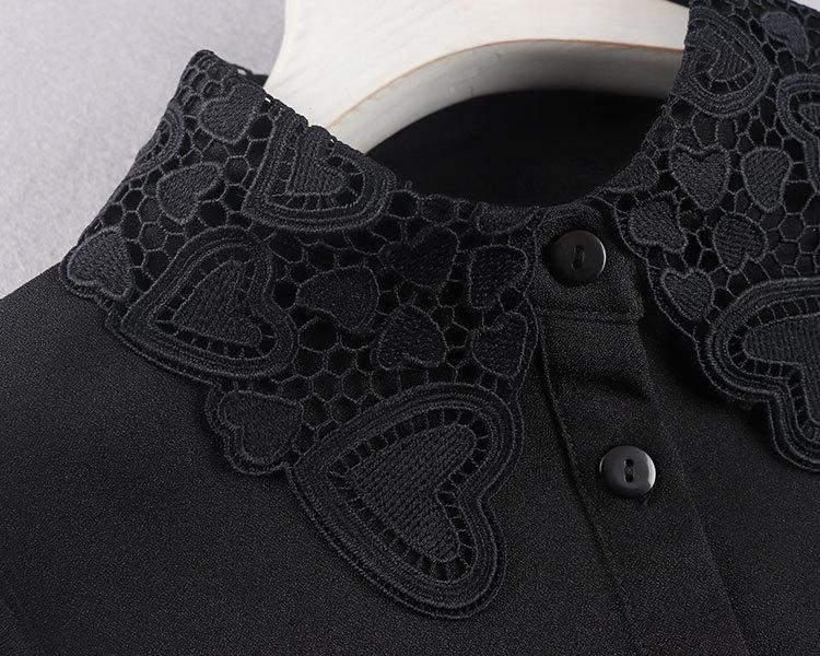 Spring & Winter Women's Anti-Wrinkle Chiffon Embroidered False Doll Collar Lapel Shirt Collar