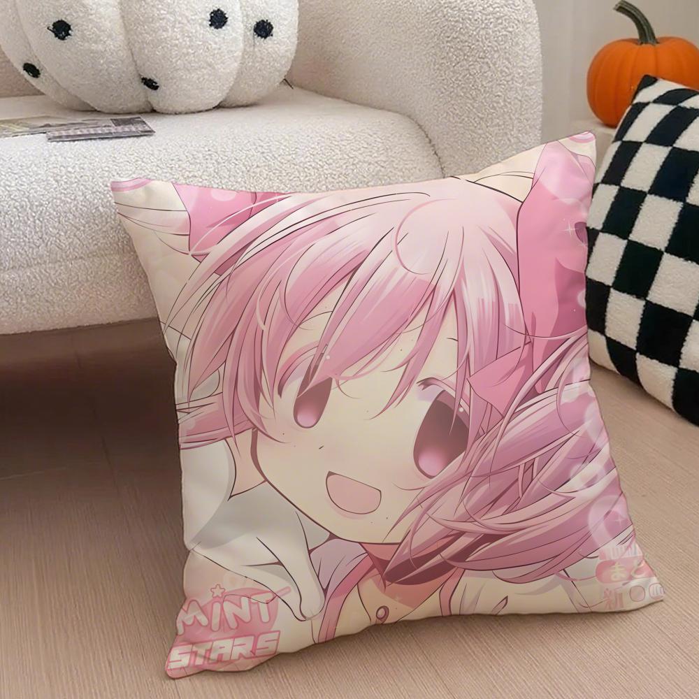 Anime MMadoka MMagica Cushion Cover Throw Pillow Cover Hidden Button Durable Polyester Chair Cushion