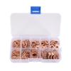 200 Pcs Copper Washer Gasket Nut and Bolt Set Flat Ring Seal Assortment Kit with Box M5/M6/M8/M10/M12/M14 For Sump Plugs Gasket