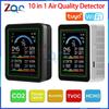 Tuya WiFi 10 In 1 Digital Air Quality Monitor CO2 HCHO TVOC Humidity and Temperature Monitor CO2 Tester LCD Rechargeable