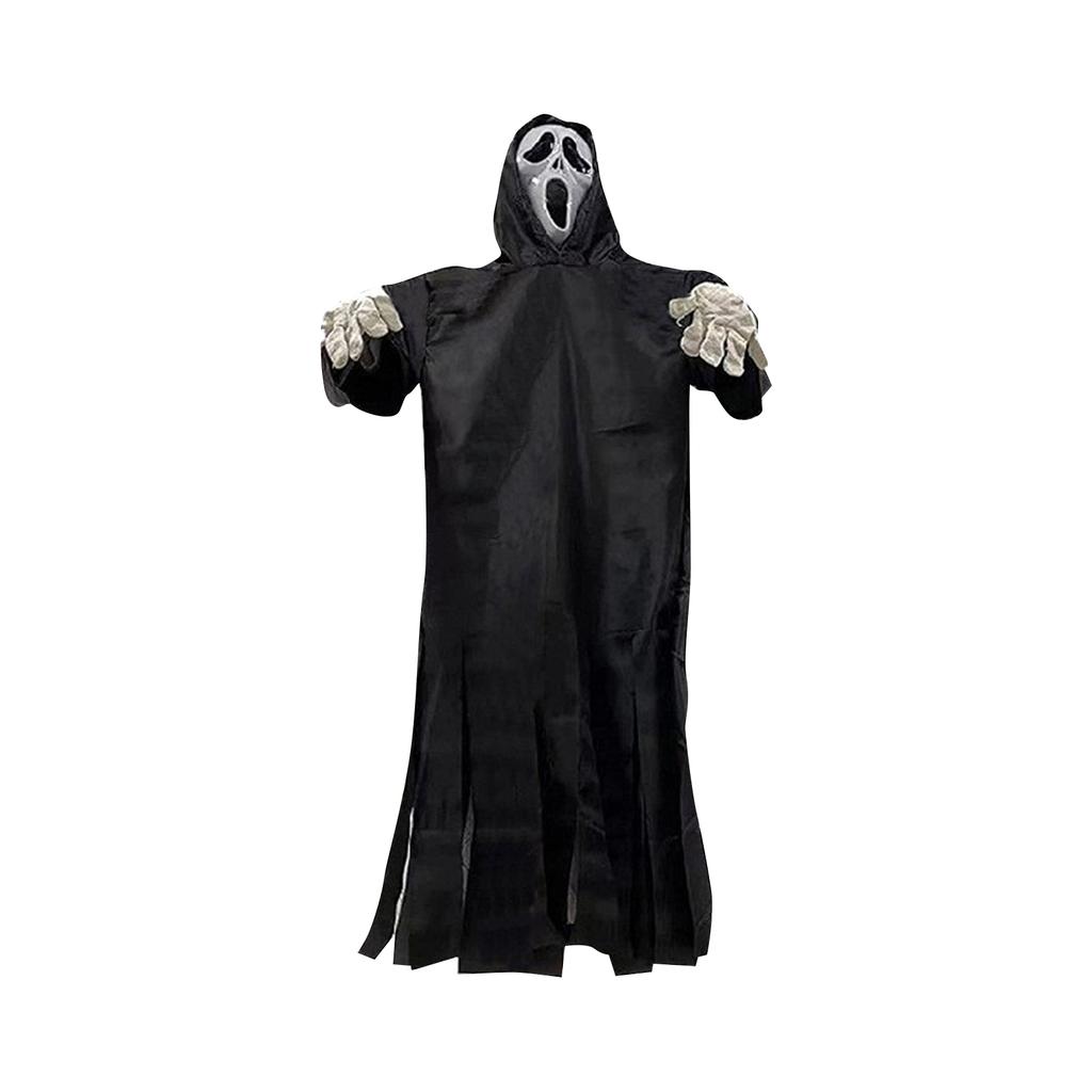 Halloweenová létající strašák bez kovové tyče, Velký strašidelný strašák, Strašidelná animovaná halloweenská dekorace pro venkovní dvůr verandu