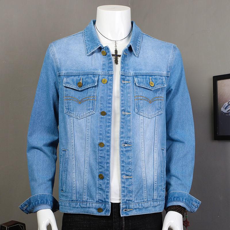 Denim Jacket Men's Casual Youth Large Size Denim Jacket Men's Jacket Work Wear Spring and Autumn Tops and Coats for Outer Wear