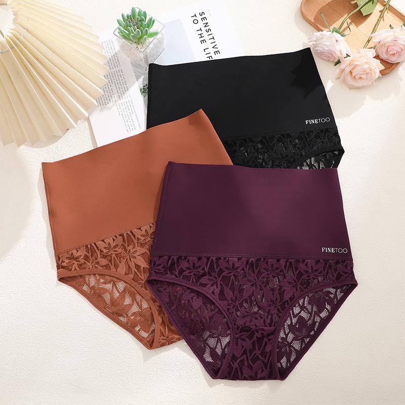 

3 шт./компл., утягивающие трусики с высокой талией, кружевные трусики, женское нижнее белье, шелковые мягкие трусы с промежностью, нижнее белье, корректирующее белье XXXL&Set