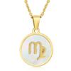Elegant European & American Zodiac Pendant Necklace - Women's Gold Stainless Steel Constellation Charm