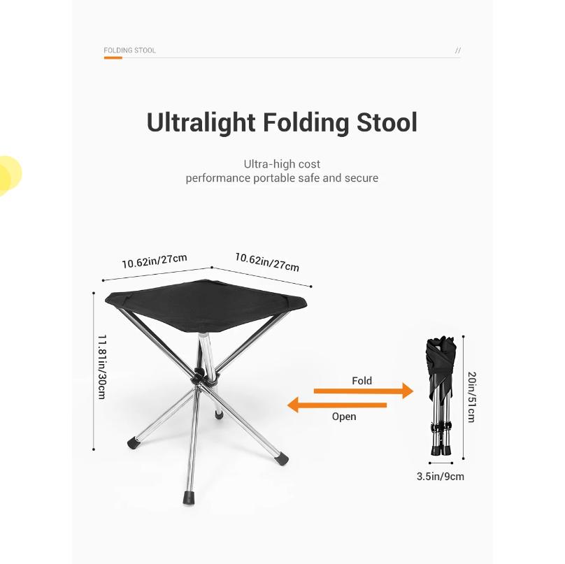 Portable Folding Stool Lightweight Stainless Steel Beach Stool Outdoor Fishing Chairs for Travel Camping Picnic BBQ