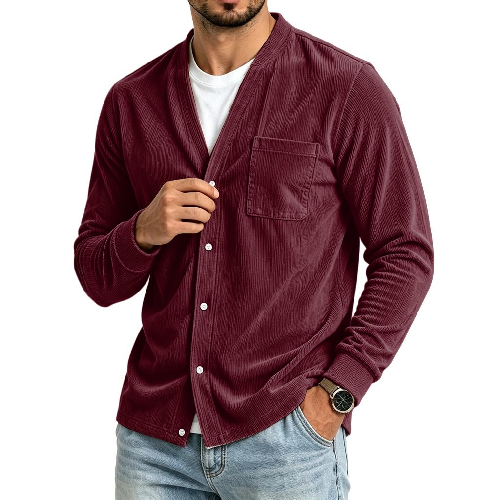 Men's Casual Color Loose Fit Top with Pockets
