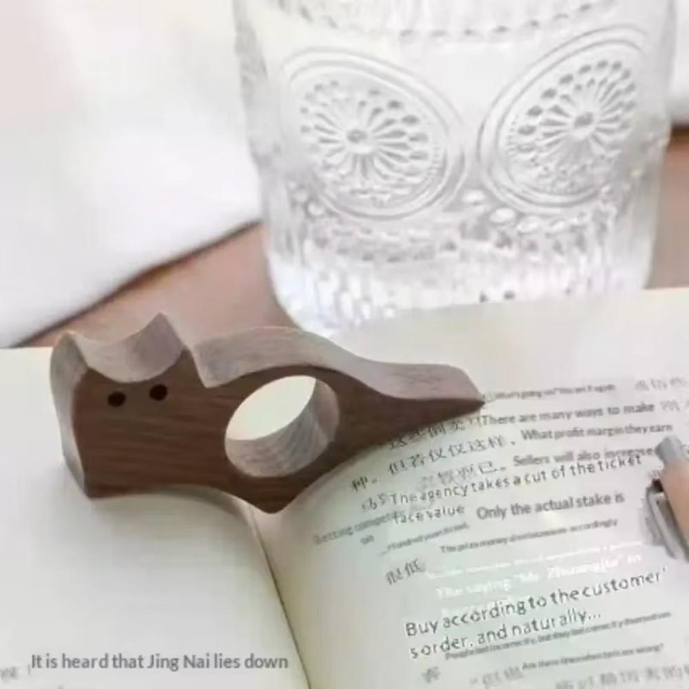 Fast Reading Aid Wooden Cat Bookmark Page Turning Fixed Reading Bookmark Rings  Journaling Supplies