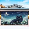 2D Magical Moonlight Cat Backdrop Cloth, Night Sky & Flower Photo Background