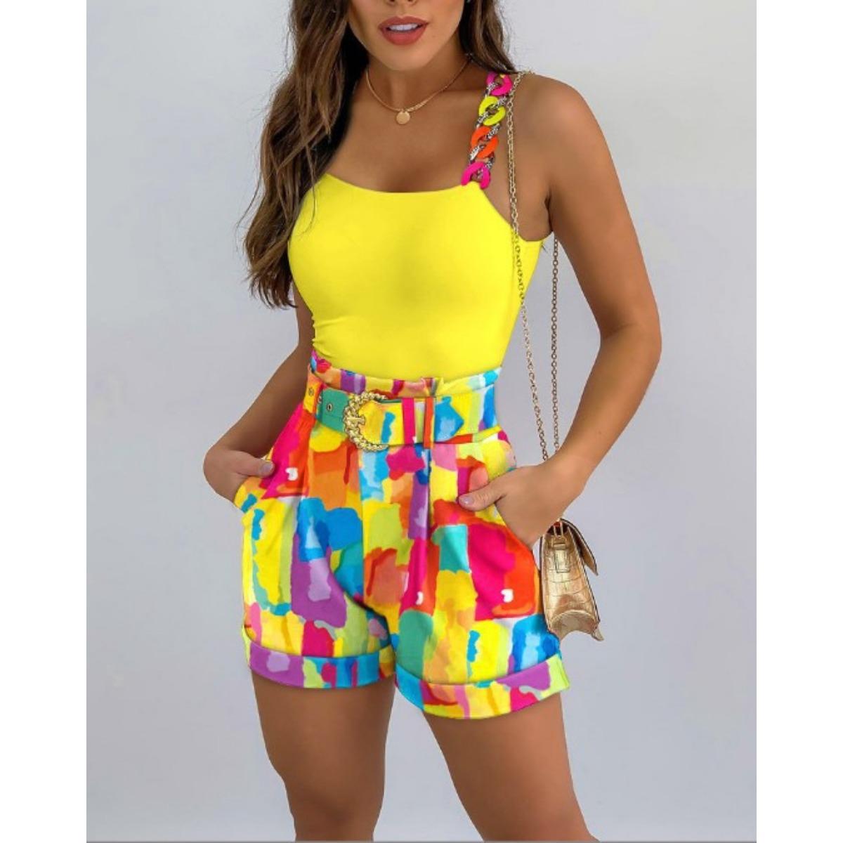 

Без рукавов, свисающая горловина новый повседневный модный костюм женская одежда M