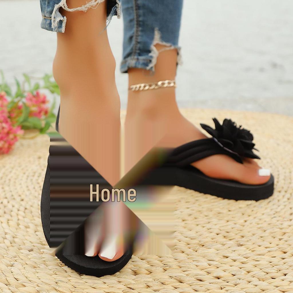 Plus Size Floral Toe-Post Flip-Flops: Unisex Summer Sandals