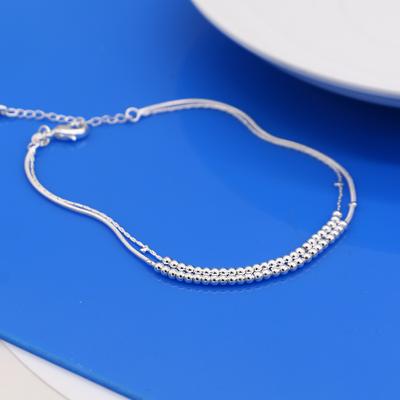 Cavigliere semplici alla moda con doppia catena in argento 925, cavigliere a campana da donna, sandali estivi da 26 cm, regalo per gioielli a piedi nudi