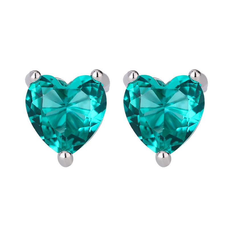925 Sterling Silver Heart Zircon Piercing Stud Earrings Wedding Luxury Elegant Jewelry For Woman Wholesale Accessories
