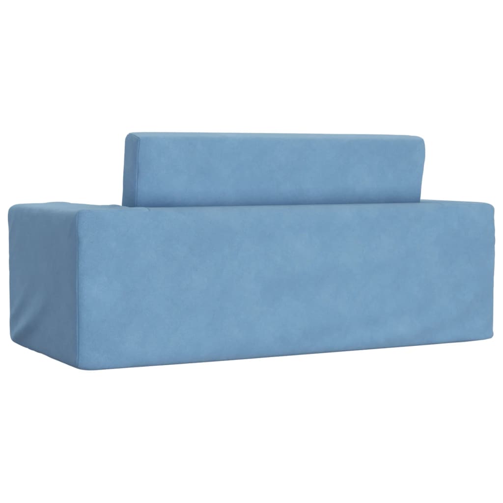 Vidaxl 2-Os. Sofa For Children, Fold-out, Blue, Soft Plush