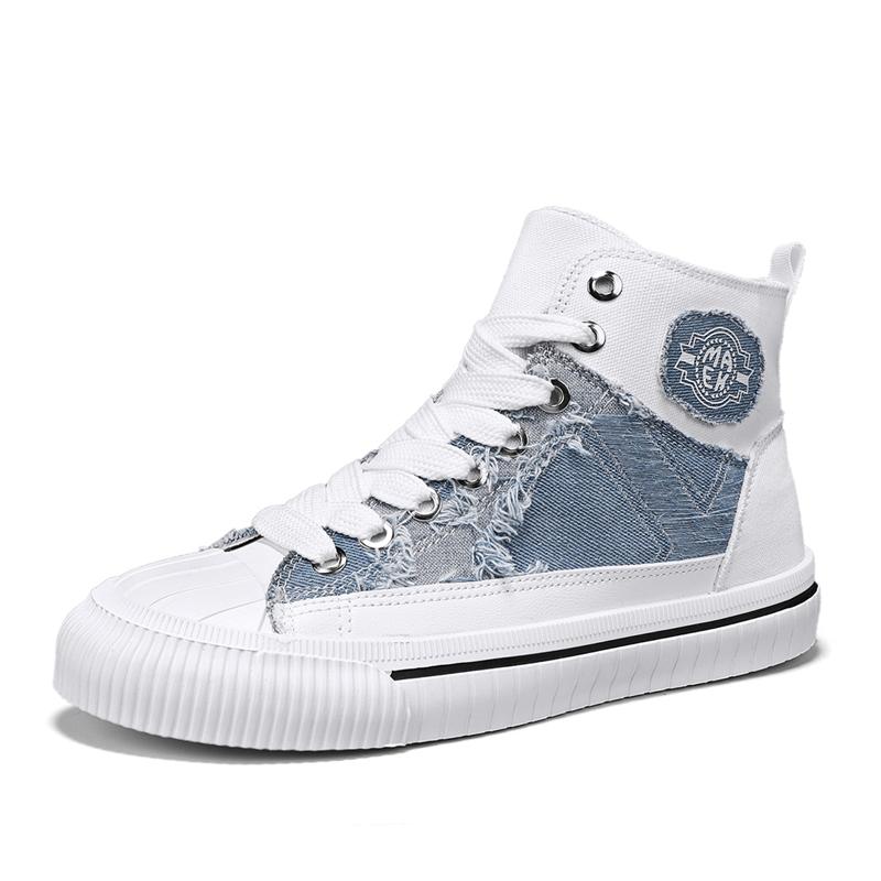 

Высокие парусиновые кроссовки мужские модные повседневные синие эспадрильи мужские трендовые дышащие туфли на шнуровке мужские вулканизированные туфли tenis masculino 39