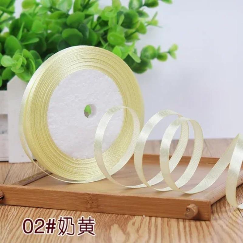 

25 ярдов 6 мм шелковых атласных лент для поделок, бантов, подарочной упаковки ручной работы, вечеринок, рождественских свадеб, декоративных искусственных аксессуаров 6mm Satin ribbon