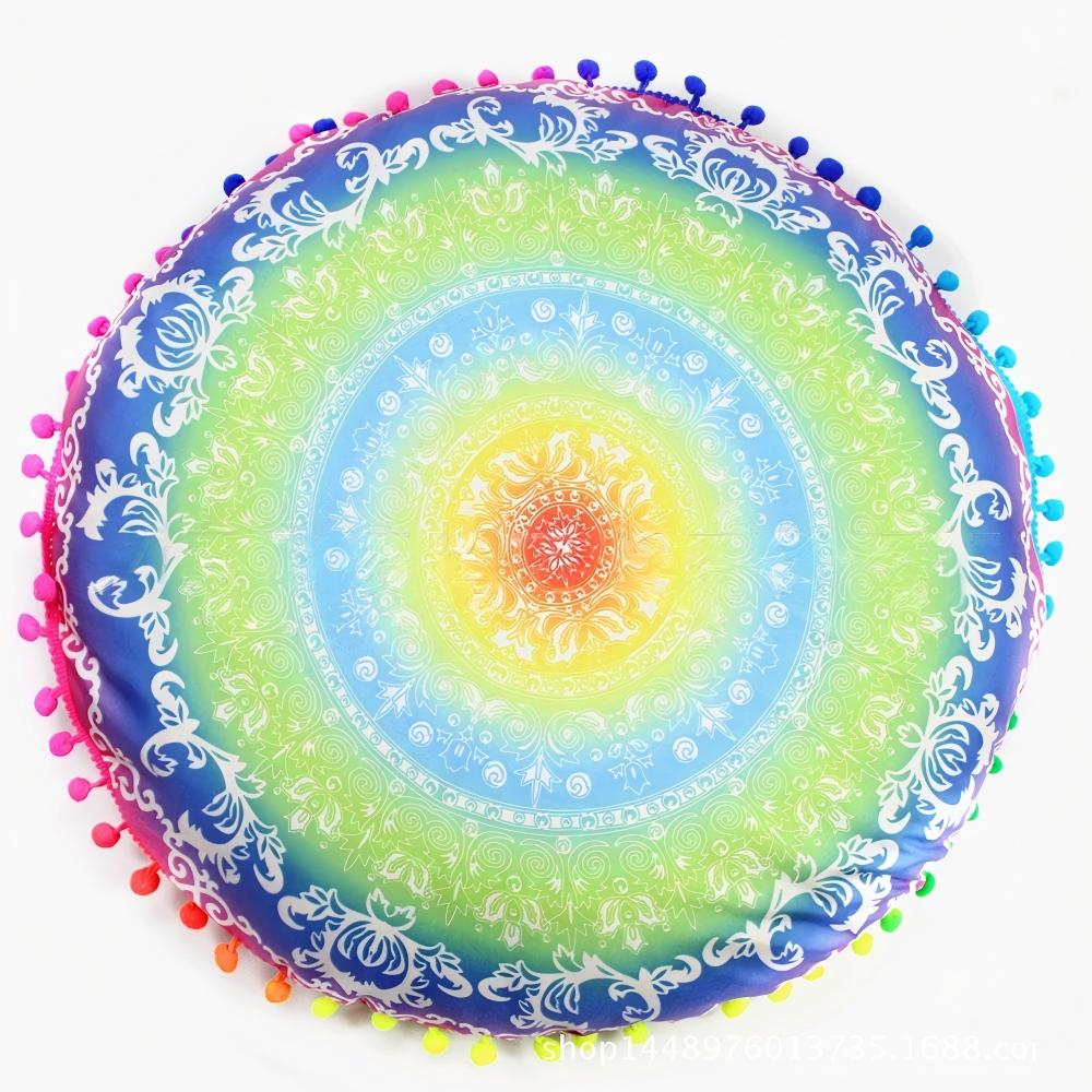 Bohemian 43cm/80cm Round Pillow Case Mandala Pattern Cushion Cover Indian Elephant Retro Meditation Floor Decorative Pillows