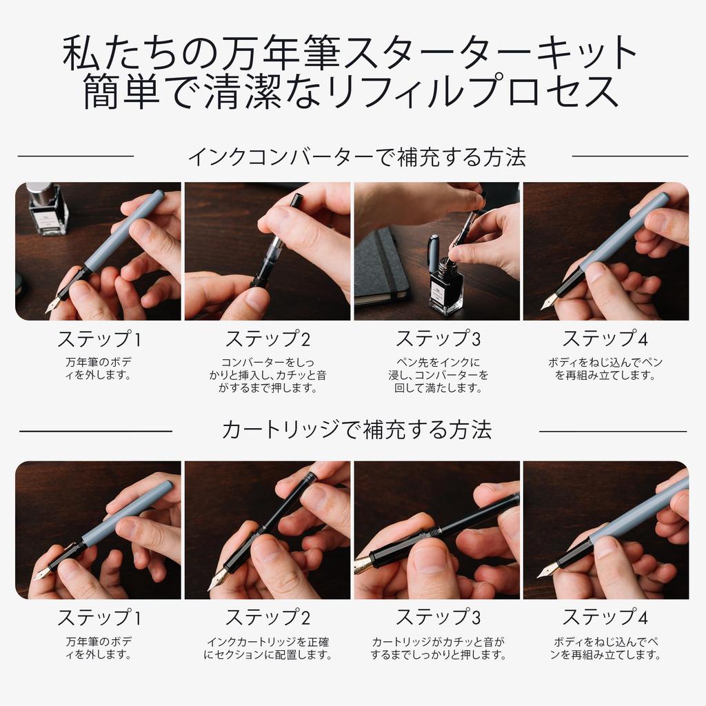 Wordsworth and Black Fountain Pen Set Black Includes 2 18ml Ink 60 Ink Ink Refill 1 Medium 4 Broad and a Brush Pen Fountain Pen Set - - Pens, Bottle,