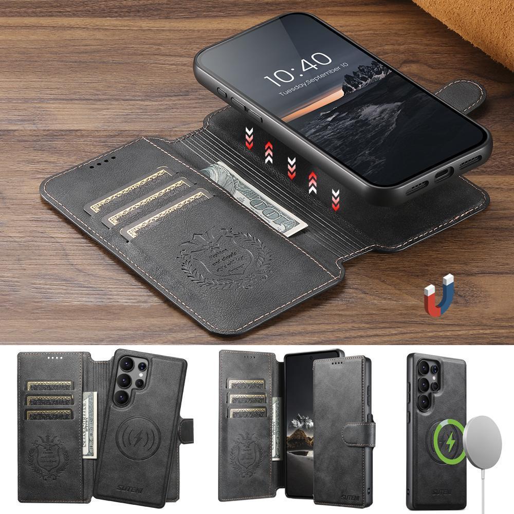 Magsafe Magnetic Suction 2 In 1 Suitable for Samsung S25U Mobile Phone Case Magnetic S24Ultra Flip Leather Case S23Ultr