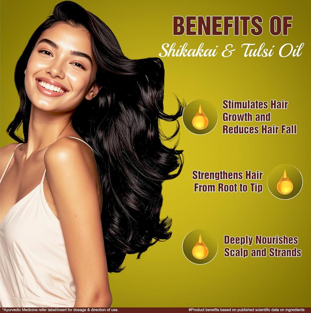 Multani Naturals Shikakai Tulsi Ayurvedic Hair Oil 270 Ml Pack Of 1 Stronger Shinier Hair Fall Control Dandruff Care
