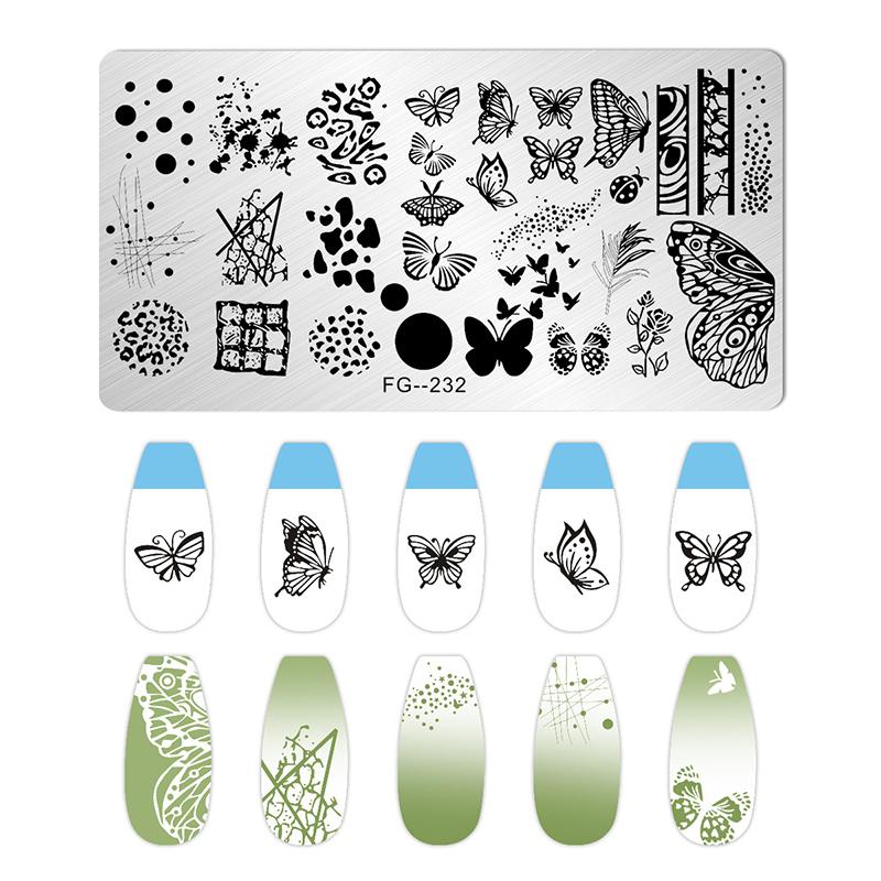 12*6cm Nail Stamping Plates Rose Butterfly Nail Art Plate Stainless Steel Nail Design Stencil Tools DIY Printing Design Stamp
