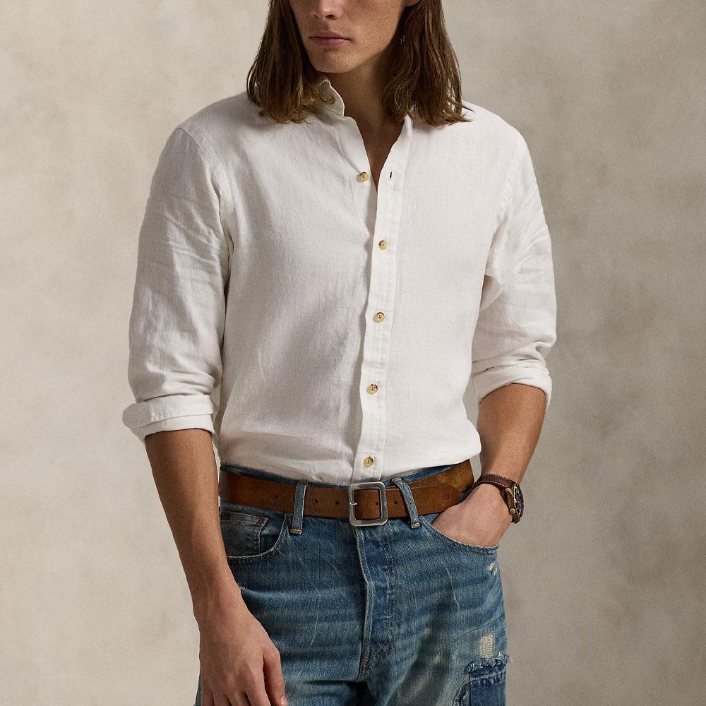 Polo Ralph Lauren Long Sleeve Button Front Solid Shirt Men shirts White 710964097-002