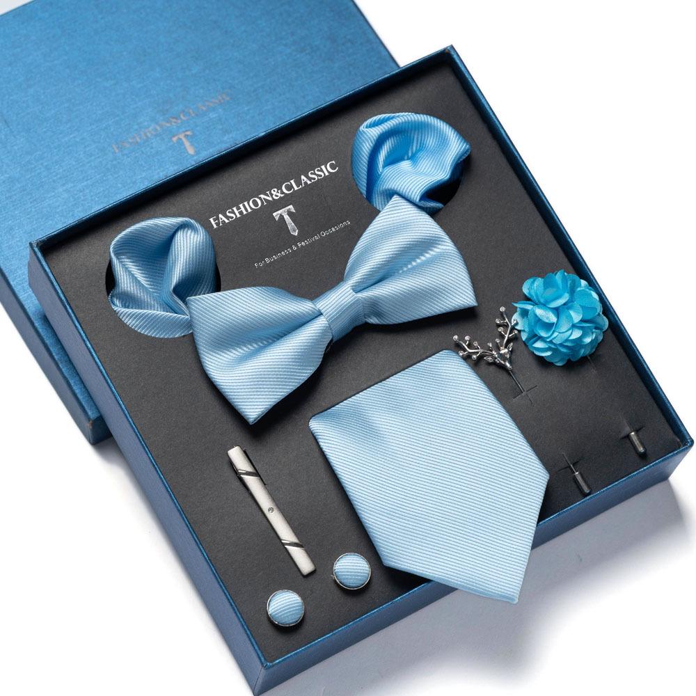 8-Piece Men's High-Grade Tie Set with Gift Box for Weddings and Formal Events