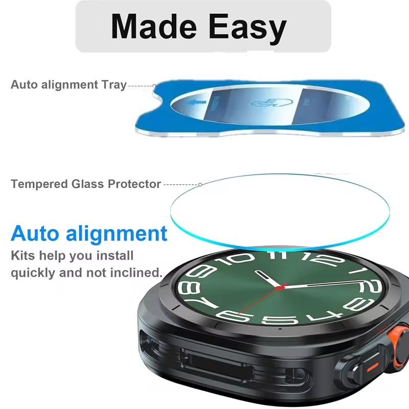 One-Click Tempered Glass for Samsung Galaxy Watch Ultra 47mm HD Screen Protector Bumper for Watch 8 7 6 classic 5pro 4 44mm 40mm