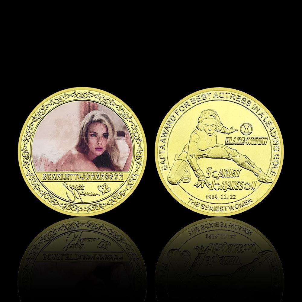 

Scarlett, famous female singer, actress, gold-plated commemorative coin, star commemorative medal, medal collection gift