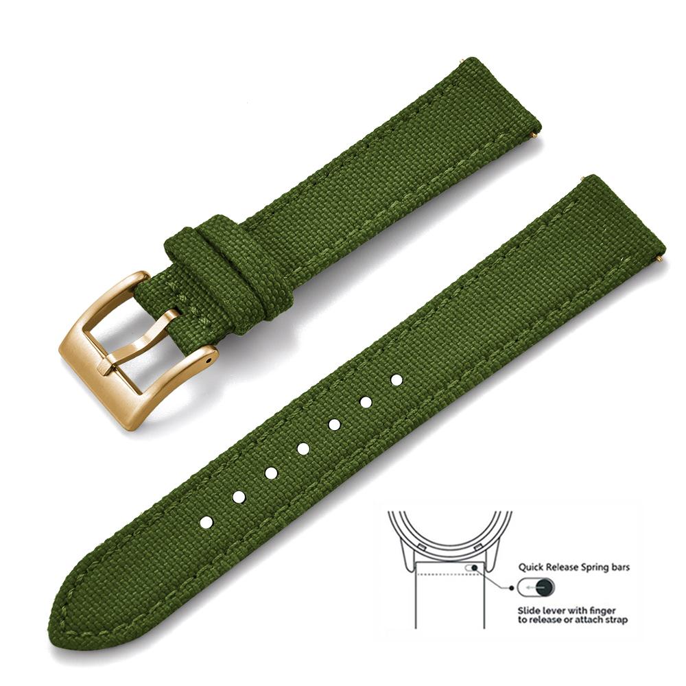2025 Novo Pulseira de Lona de Nylon de Liberação Rápida de 18/20/22mm Para Samsung Galaxy Watch Huawei GT4 Pulseira de Couro Militar Vintage