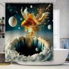 Fantasy Fish Stars Waterproof Shower Curtain Space Galaxy Home Decor Backdrop With Clouds Design For Bathroom Modern Bathing Dec