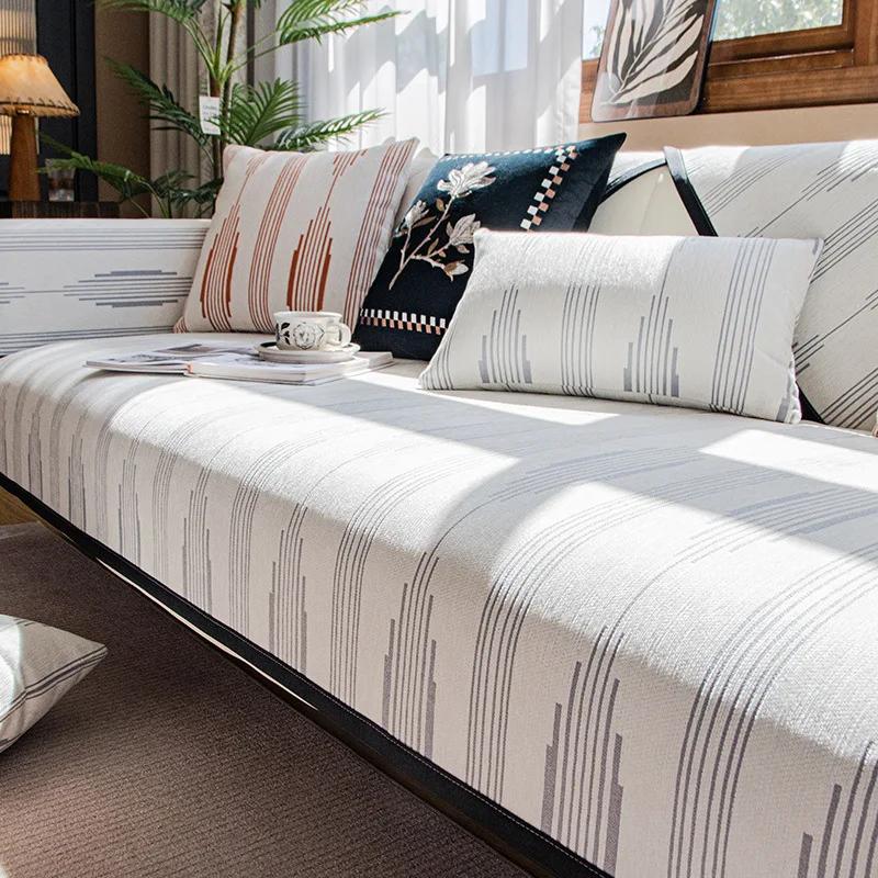 

Чехол для дивана из шенилла, полосатый коврик для дивана, однотонные чехлы для дивана для гостиной, универсальные для сезонов, износостойкие подушки для дивана 30x50cm pillowcase