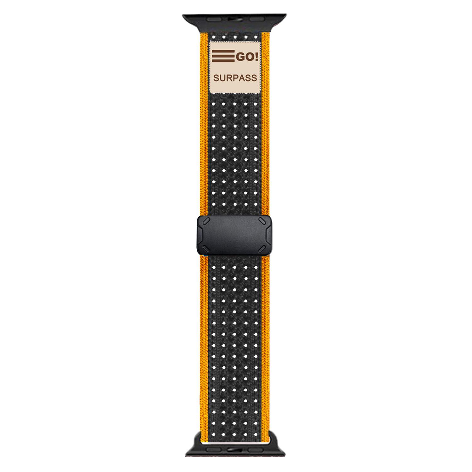

Replacement Strap for Apple Watch Series 10 Ultra 9 8 7 SE 6 5 4 3 2 1 46mm 49mm 45mm 44mm 42mm Magnetic Buckle Knitted Watch Band Grey/Orange