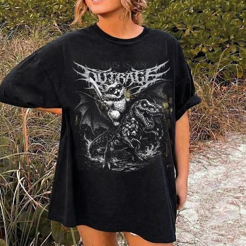 This Is An Outrage Retro Funny TShirt Vintage Humor Graphic Tee Full Size S3X S