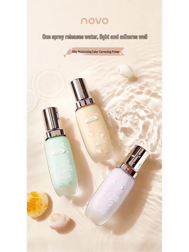 NOVO Silky Hydrating CC Primer for Dry Skin – Creamy Makeup Base for Oil Control & Brightening.
