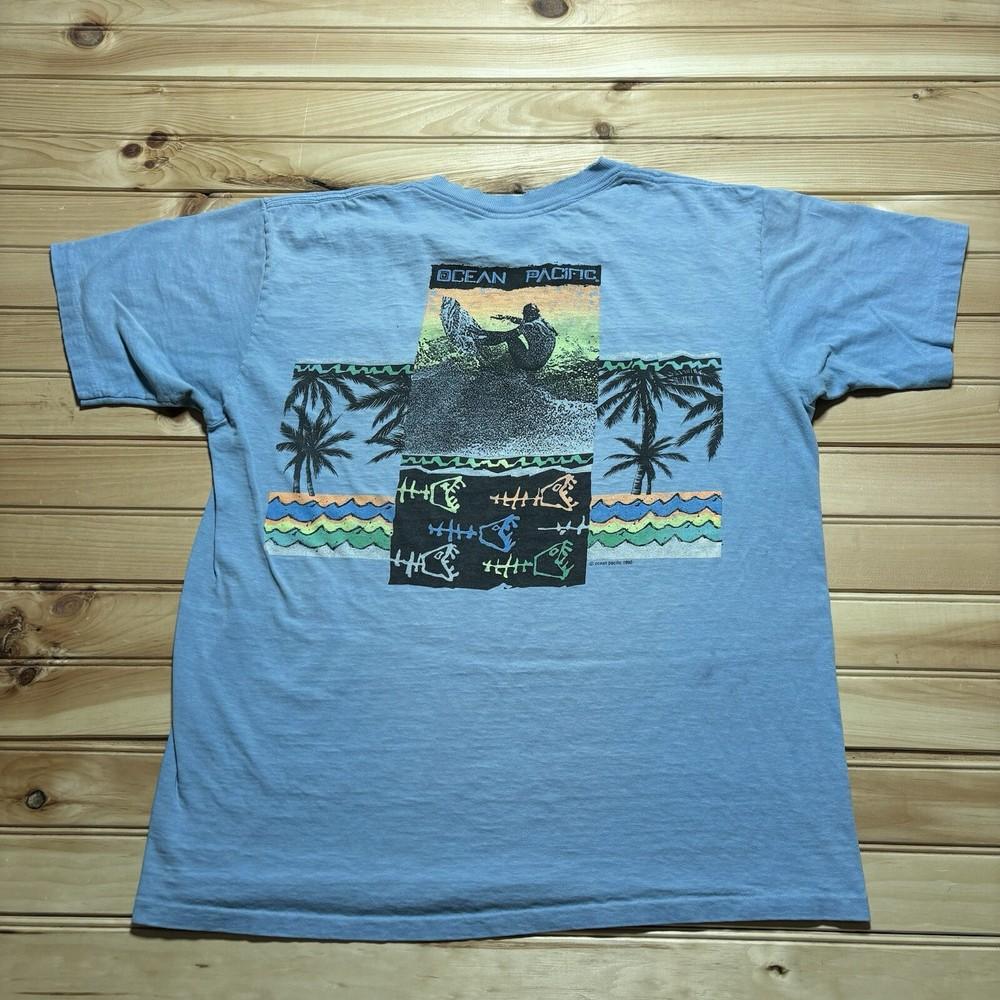 Vintage 80s 90s Ocean Pacific OP Surfing Waves Single Stitch Shirt Size Large Unisex T-Shirt XXL