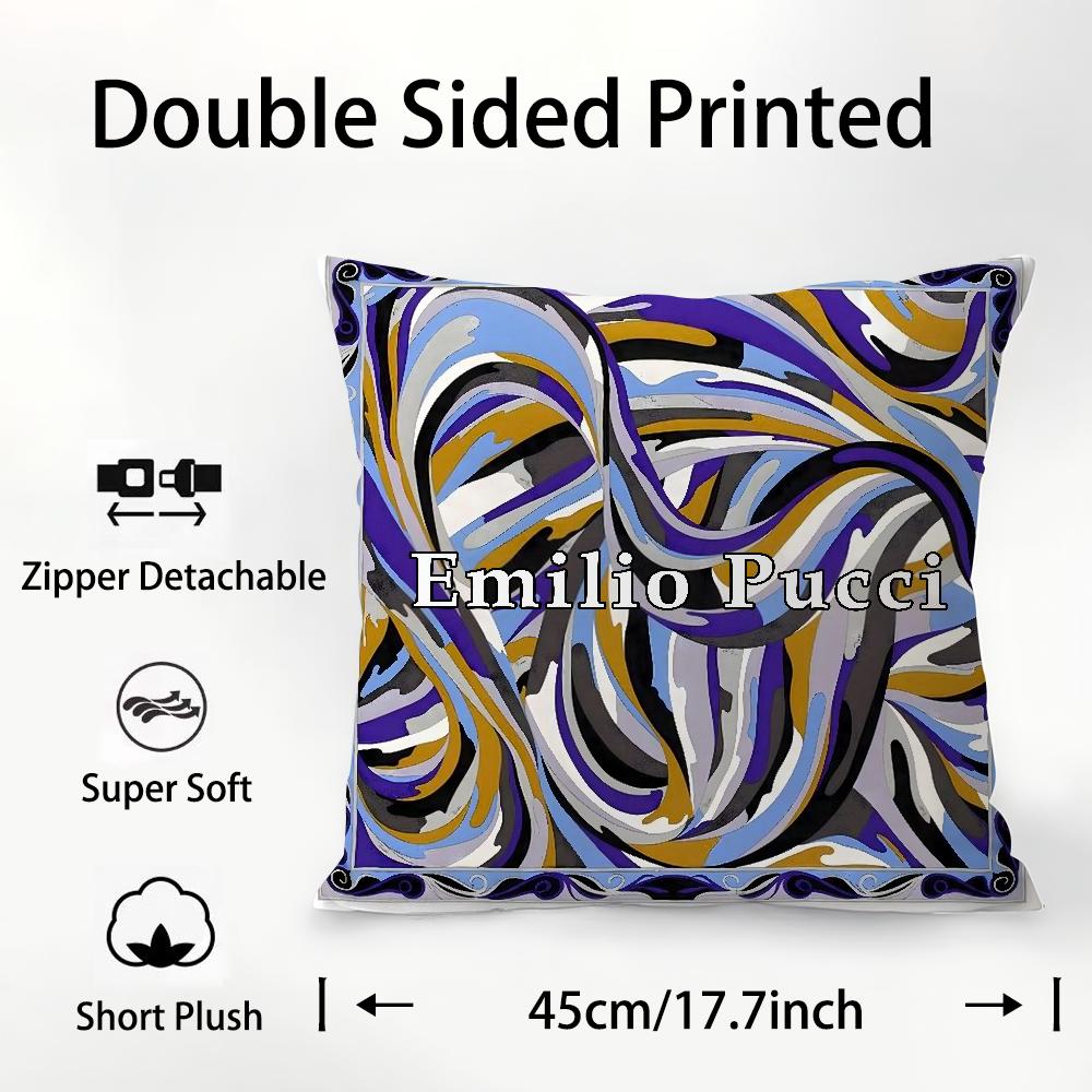 Fashion E-EE-Emilio logo P-Pucci Pillow Case Plush Fabric Soft Double Sided Print Sofa Cushion Cover Throw Pillow Covers