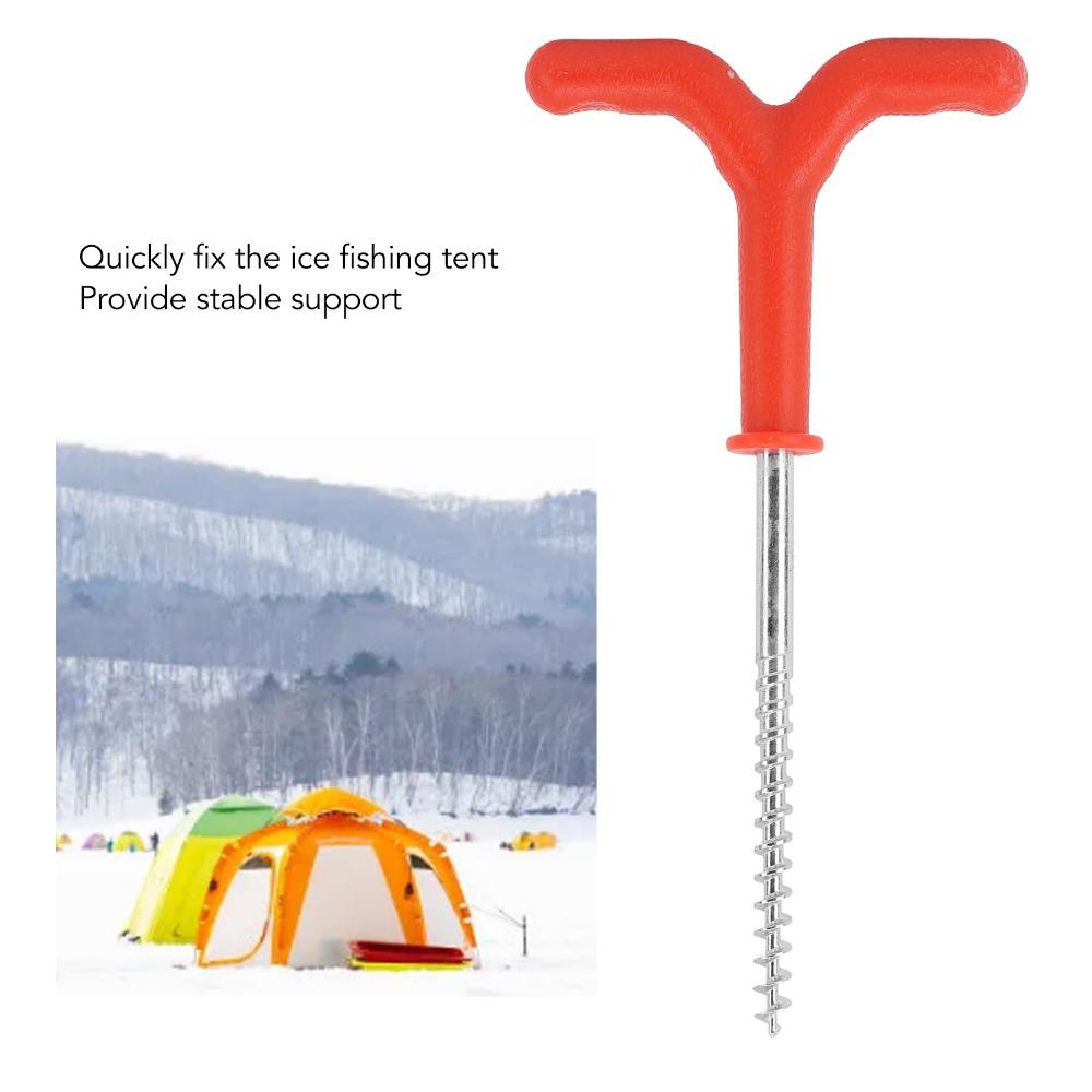 5PCS Threaded Shaft Ice Anchor Set Metal Plastic Tent Stakes Heavy Duty Ground Anchors Pole Holding