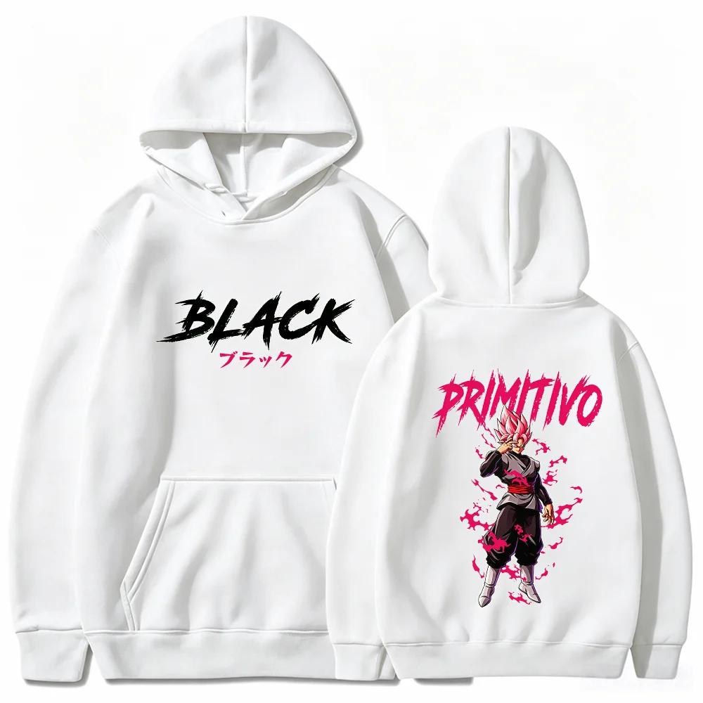Black Rose Hoodie Goku Dragon Anime Aura Flame Streetwear Aesthetic Pink Black Oversized Casual Sport Sweatshirts