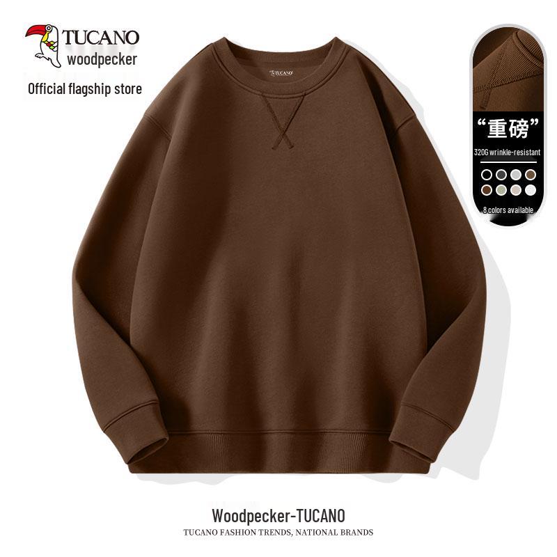 

Woodpecker Men s 320G Heavyweight Grey Pullover Hoodie - Loose Fit, Round Neck L Durable Anti-Pilling