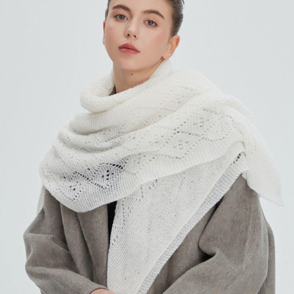 Luxury Soft Knitted Scarves Hollow-out Elegant Large Square Scarf Shawl Wraps Women Fashion