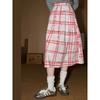 Coolhut Plaid Patchwork Lazy Style Loose High-Waisted 2025 Summer Skirt Retro Tiered Skirt with Large Hem
