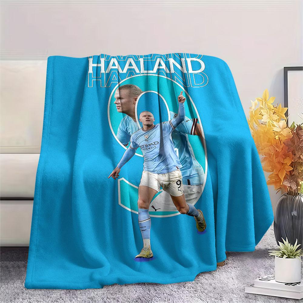 Erling Haaland Printed Flannel Blanket, Soft Throw for Bedroom Sofa, Washable,soccer Fan Merchandise, Great Gift.