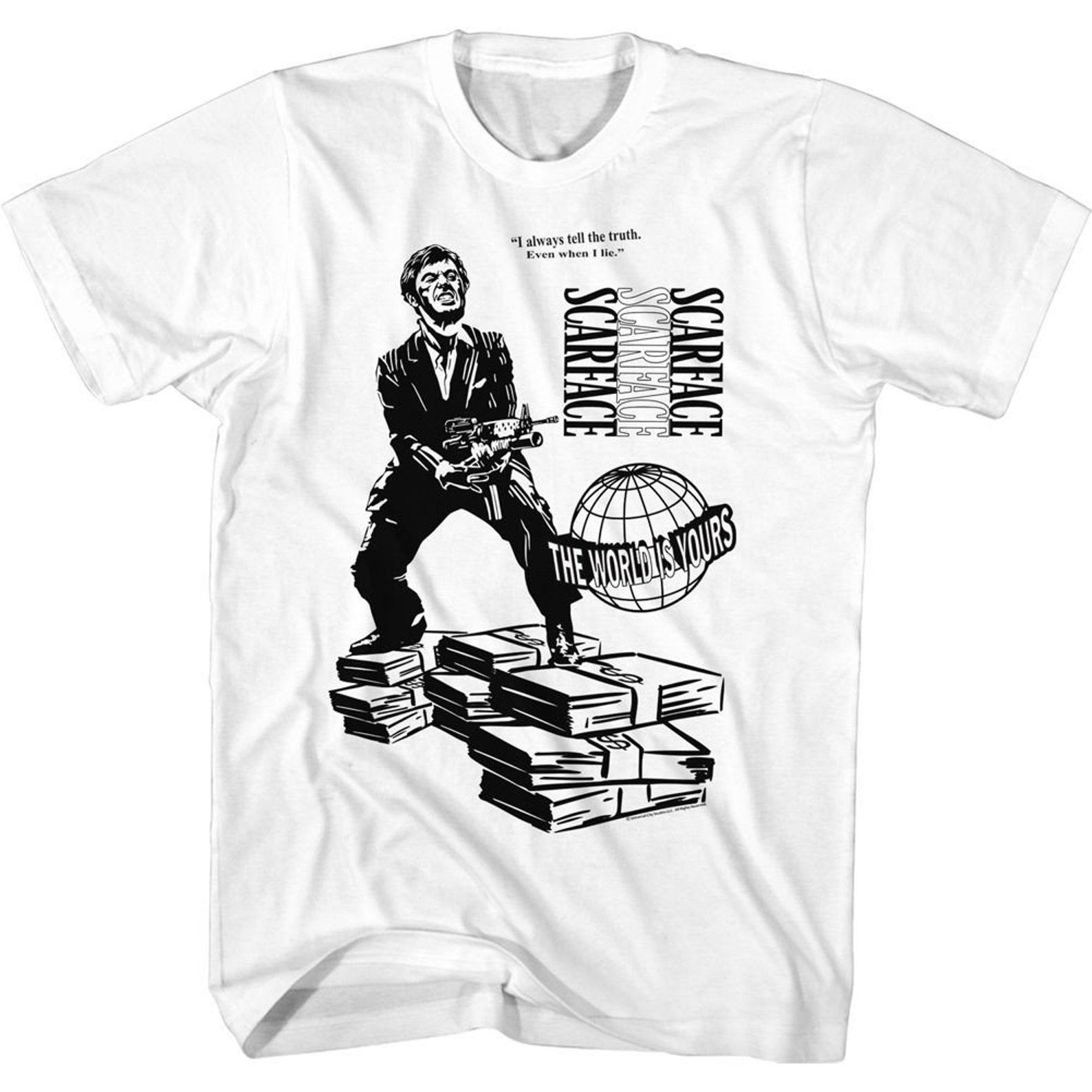 Scarface Tony on Money White Adult T-Shirt 2XL