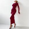 LYRIA Elegant Fashion Sexy Maxi Dresses Streetwear Off Shoulder Casual  Long Sleeve Slim Bodycon Party Vestidos Robes Female