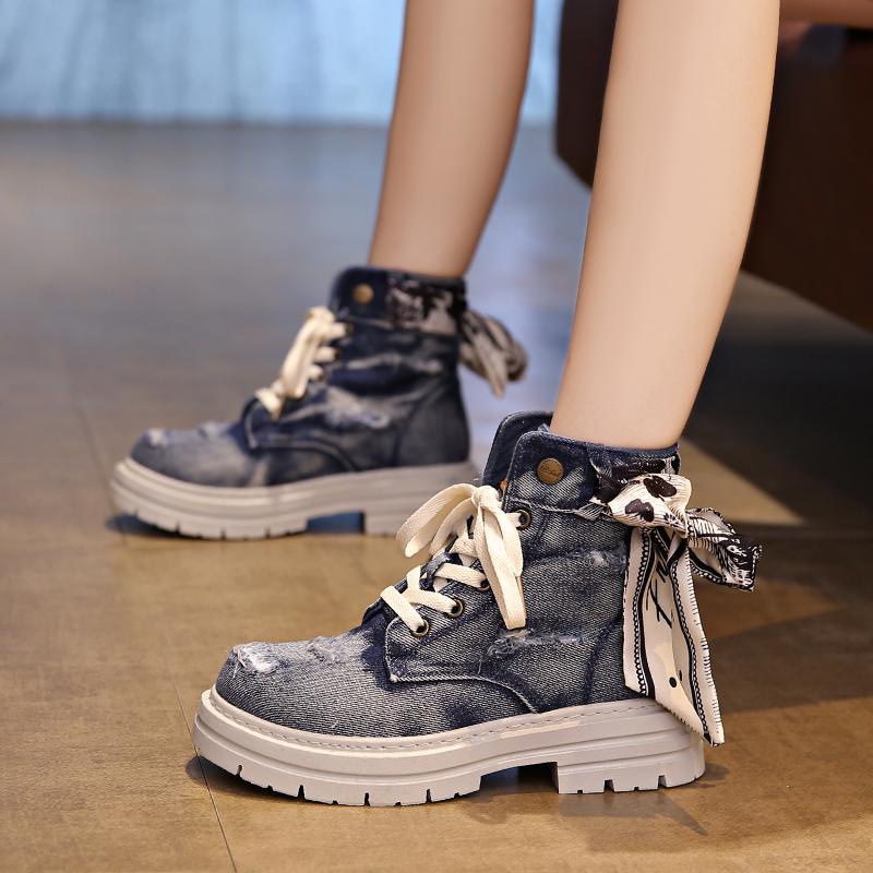 2026 New Black Canvas Shoes High Top British Style Trendy Motorcycle Boots Couple Boots