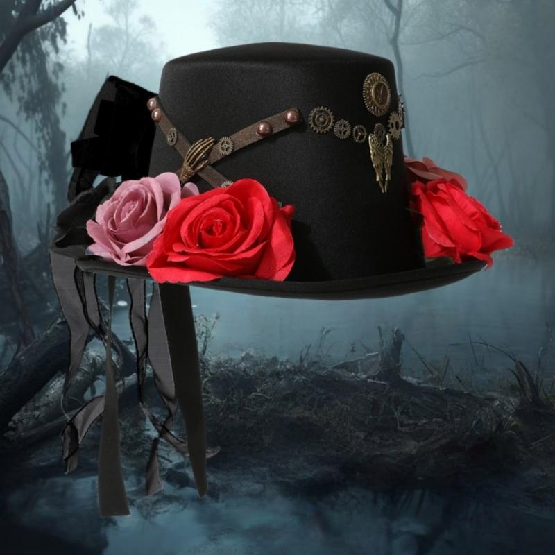 Mini Hat With Gear Accents Costume Accessory For Cosplay Parties