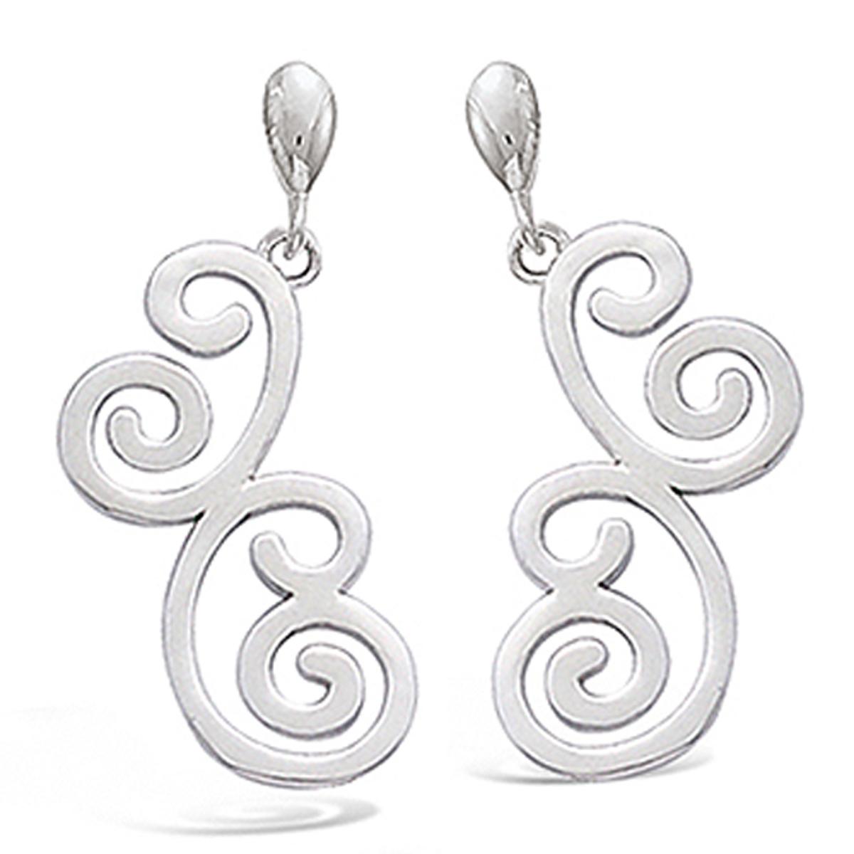 

Les Trésors De Lily [J3517] - Boucles Argent Chorégraphie argenté (rhodié) - 27x13 mm