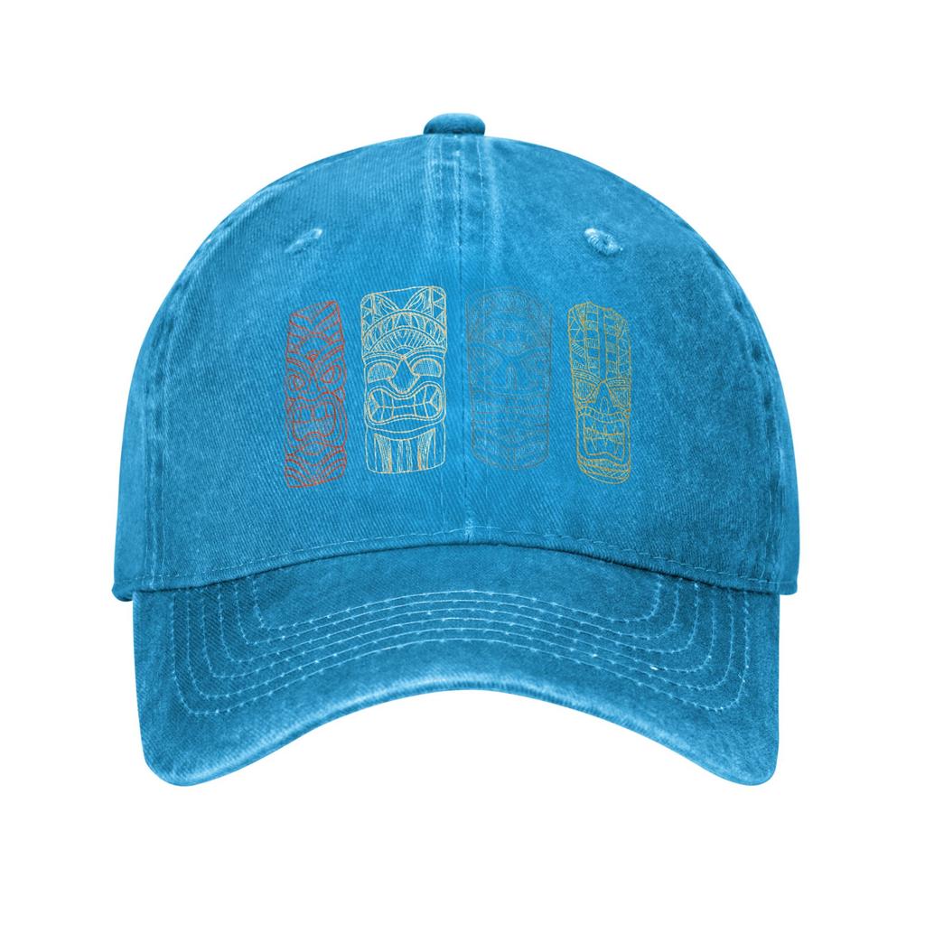 Tiki Hawaiianisch Polynesische Maske Vier Totems Gewaschene Baseballkappe Street Style Sonne Weiblich Männlich Jagd Camping Baseballkappen