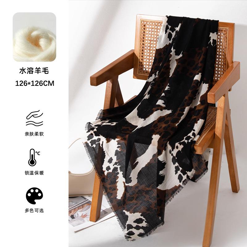 Wool scarf Spring and autumn thin cashew flower large shawl air conditioner outer warm light luxury high sense female versatile