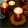 Glass Red Mercury Votive Tealight Candle Holders for Diwali and Christmas (Pack of 6) - Corporate Gifts, Home Decor, Decoration
